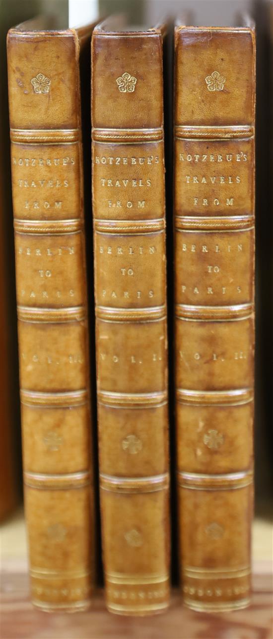 Kotzebue, A. Von - Travels from Berlin Through Switzerland to Paris, 3 vols, 8 pages of MS notes by Mr